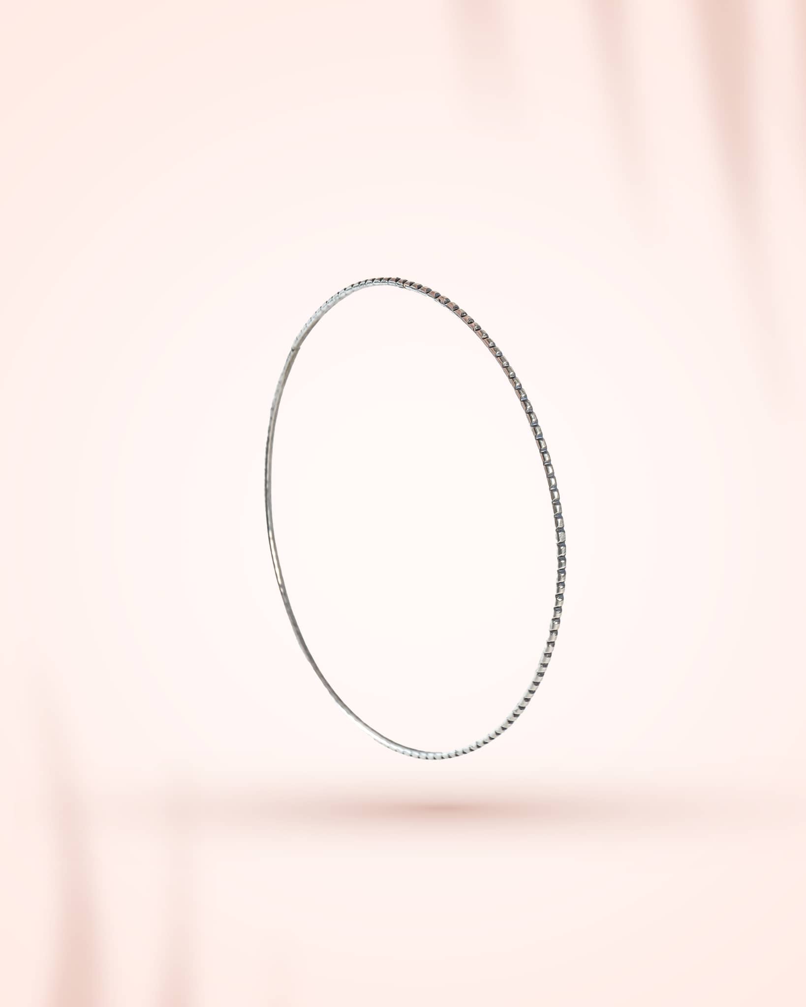 92.5 Sterling Silver Diamond-Cut Thin Bangle | Faceted Stackable Kada