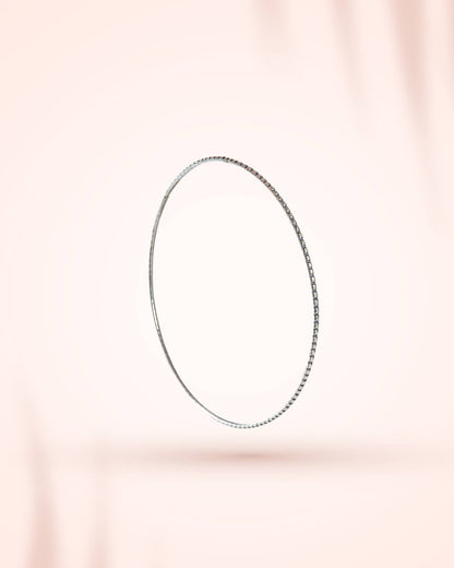 92.5 Sterling Silver Diamond-Cut Thin Bangle | Faceted Stackable Kada