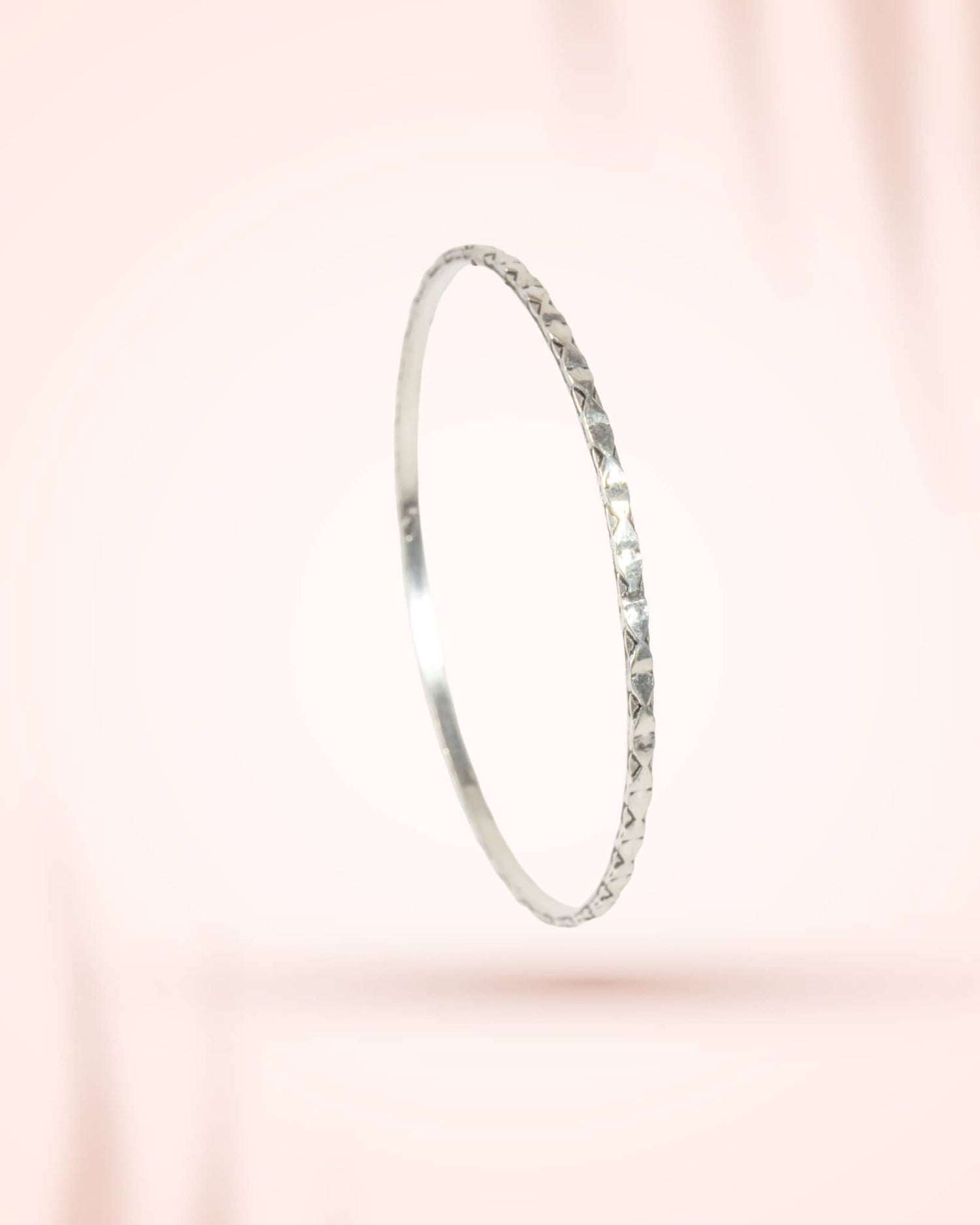 92.5 Sterling Silver Diamond Cut Chudi (Pair) | Textured Sparkle Bangles