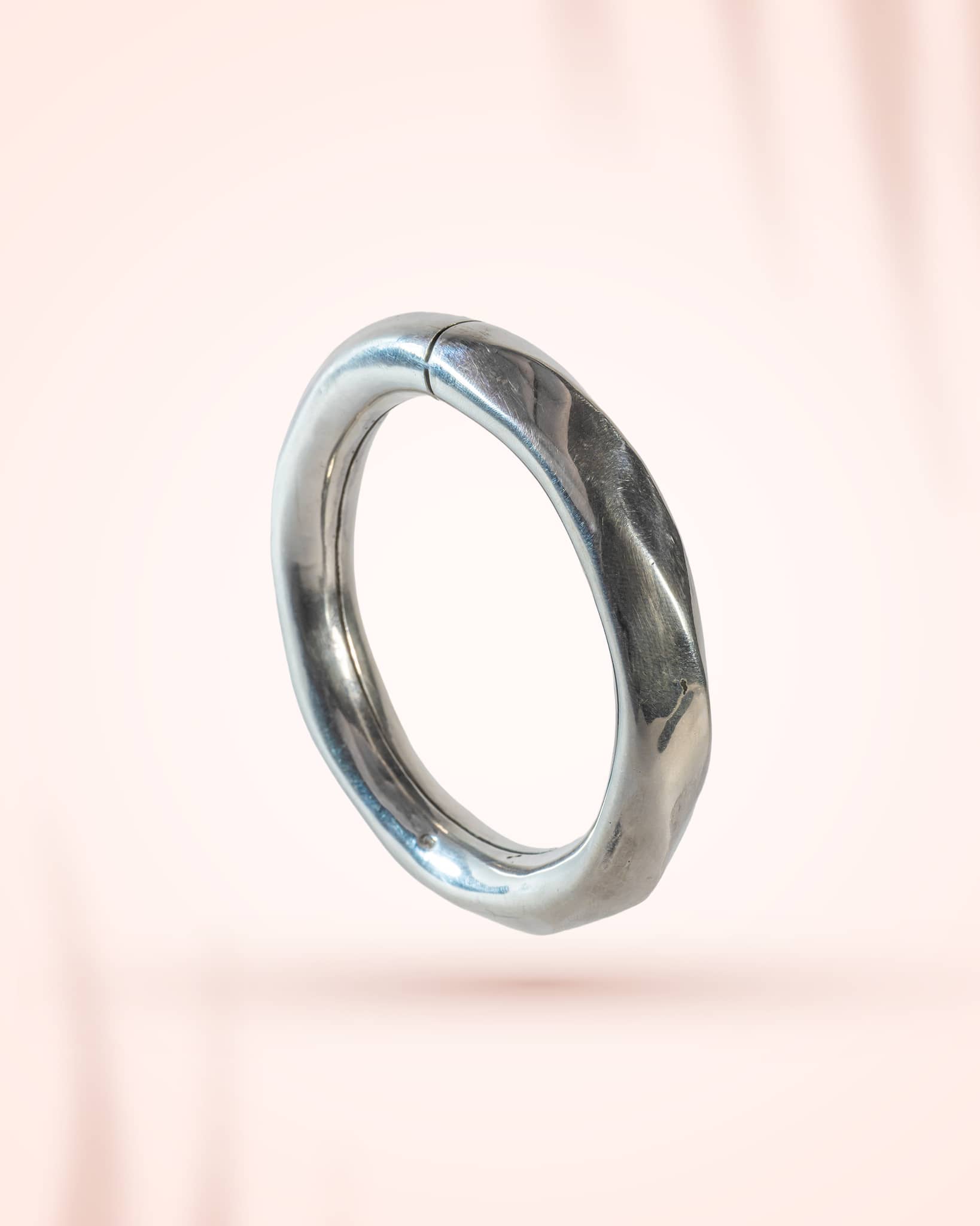 92.5 Sterling Silver Organic Molten Finish Bangle | Modern Sculptural Chunky Kada