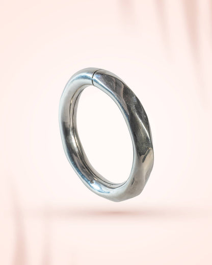92.5 Sterling Silver Organic Molten Finish Bangle | Modern Sculptural Chunky Kada