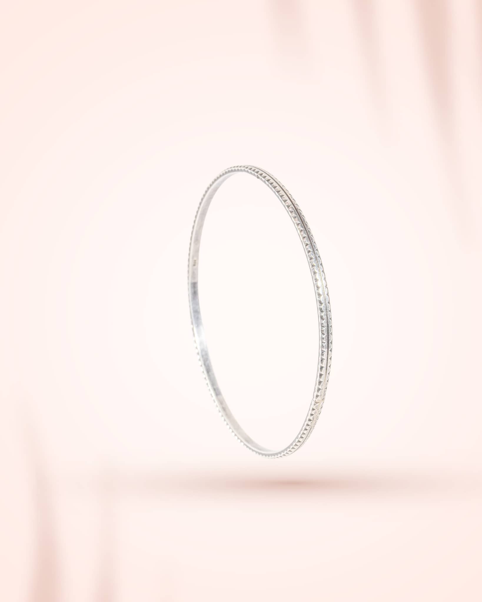 92.5 Sterling Silver Geometric Chevron Cut Bangles (Pair) | Modern Patterned Chudi