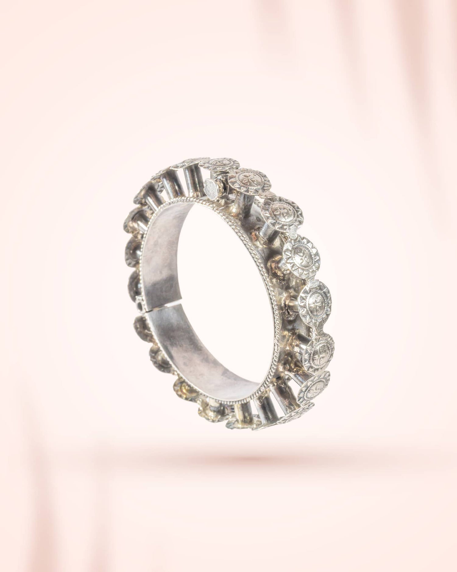 92.5 Sterling Silver Surya Face (Sun God) Statement Bangle | Temple Jewelry Kada
