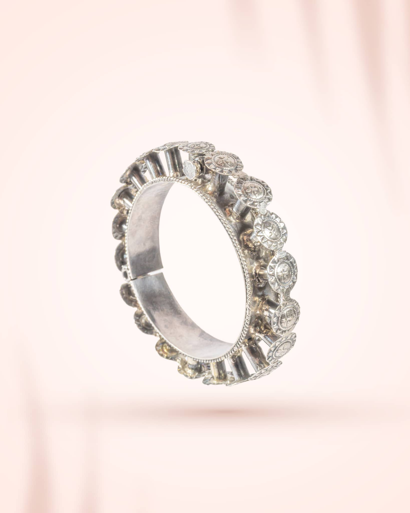 92.5 Sterling Silver Surya Face (Sun God) Statement Bangle | Temple Jewelry Kada