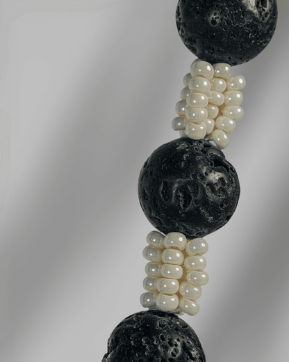 Oxidized 925 Sterling Silver Tribal Claw Pendant Necklace with Lava Beads | Boho Statement Mala