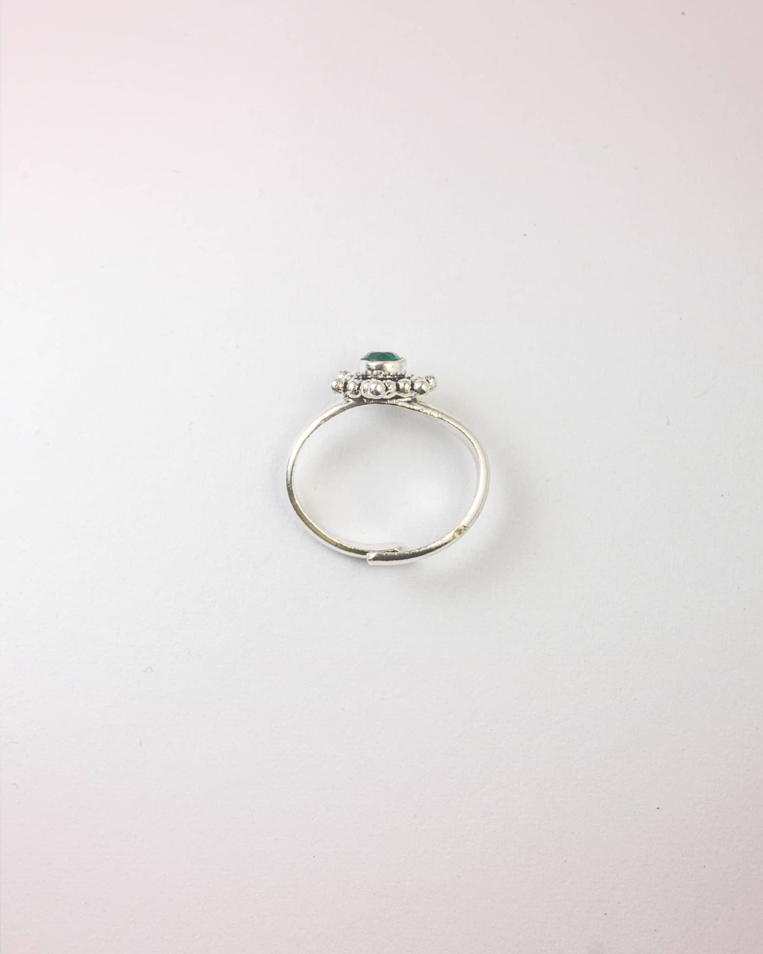 92.5 Sterling Silver Oxidized Green Stone Sunburst Toe Rings | Antique Beaded Bichhiya