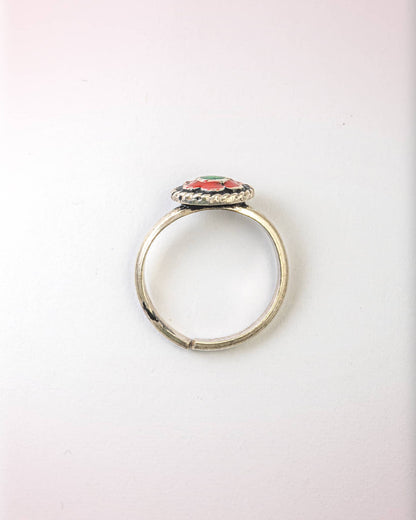 92.5 Sterling Silver Red &amp; Green Enamel Toe Rings | Traditional Meenakari Bichhiya