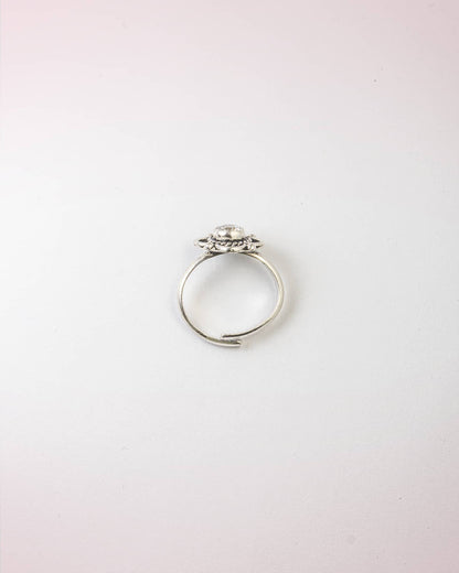 92.5 Sterling Silver Oxidized Pearl Floral Toe Rings | Antique Moti Bichhiya