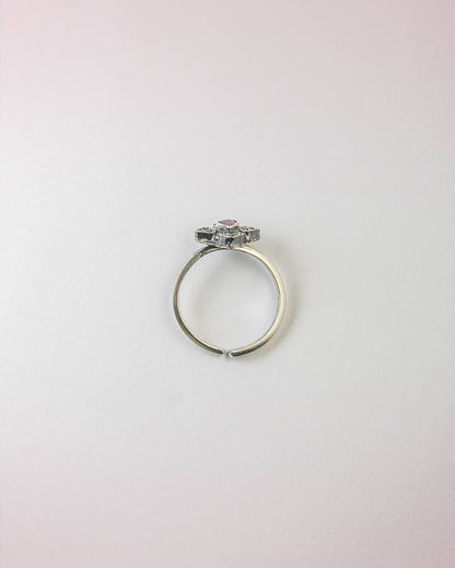 92.5 Sterling Silver Oxidized Purple Stone Diamond Toe Rings | Geometric Rhombus Bichhiya