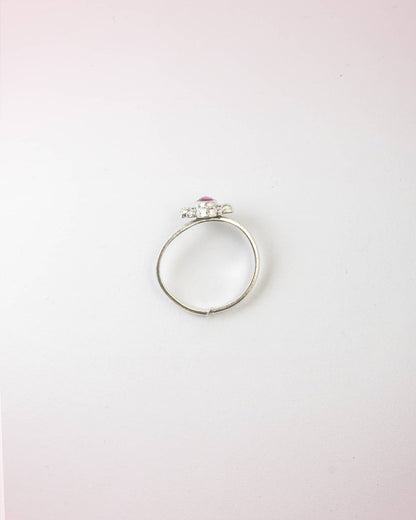 92.5 Sterling Silver Oxidized Purple Stone Oval Cluster Toe Rings | Antique Royal Bichhiya