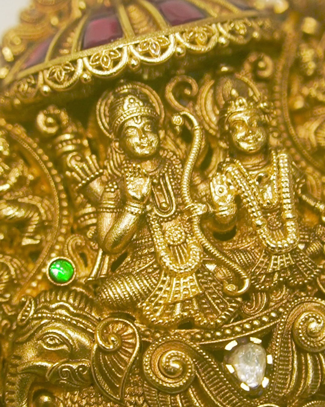 Ram Darbar Peacock Grand Antique Temple Necklace Set