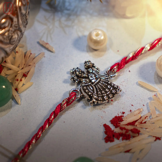 radha krishna 92.5 silver rakhi Hardik Jewels