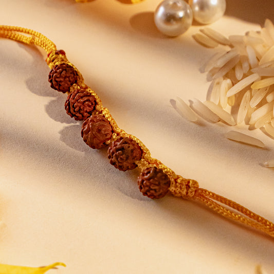 Hardik Jewels Rudraksha Rakhi for Brothers - Traditional Design.