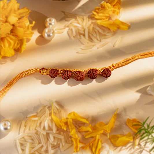 Hardik Jewels Rudraksha Rakhi for Brothers - Traditional Design.