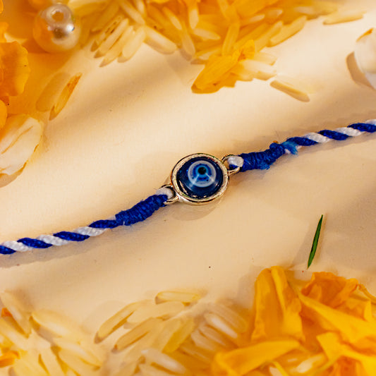 Hardik Jewels Silver Evil Eye Rakhi - Handcrafted 92.5 Silver.