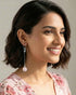 Elegant Long Drop Earrings with Pink Crystal