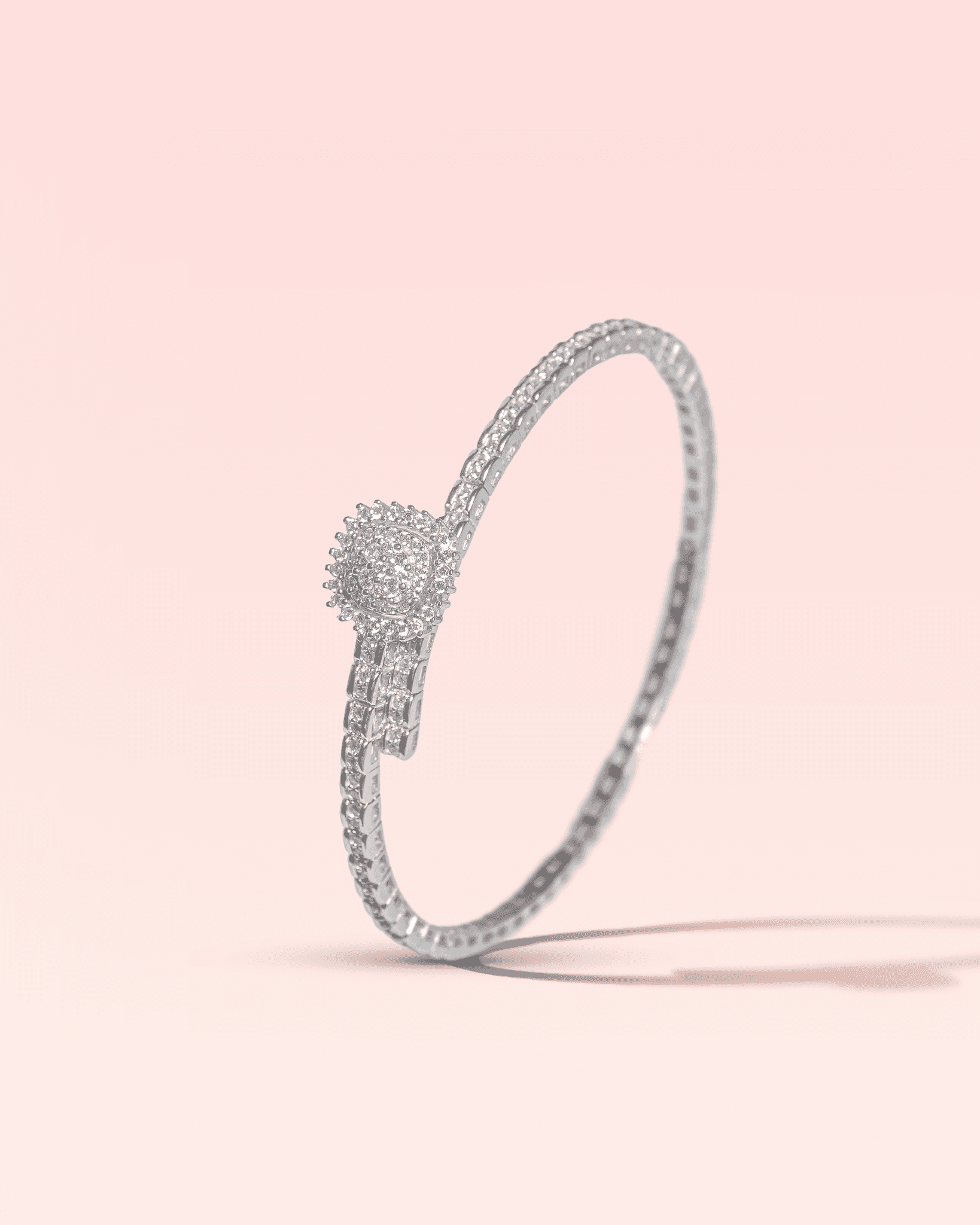 92.5 Sterling Silver CZ Cluster Bypass Bracelet | Diamond Look Wrap Cuff