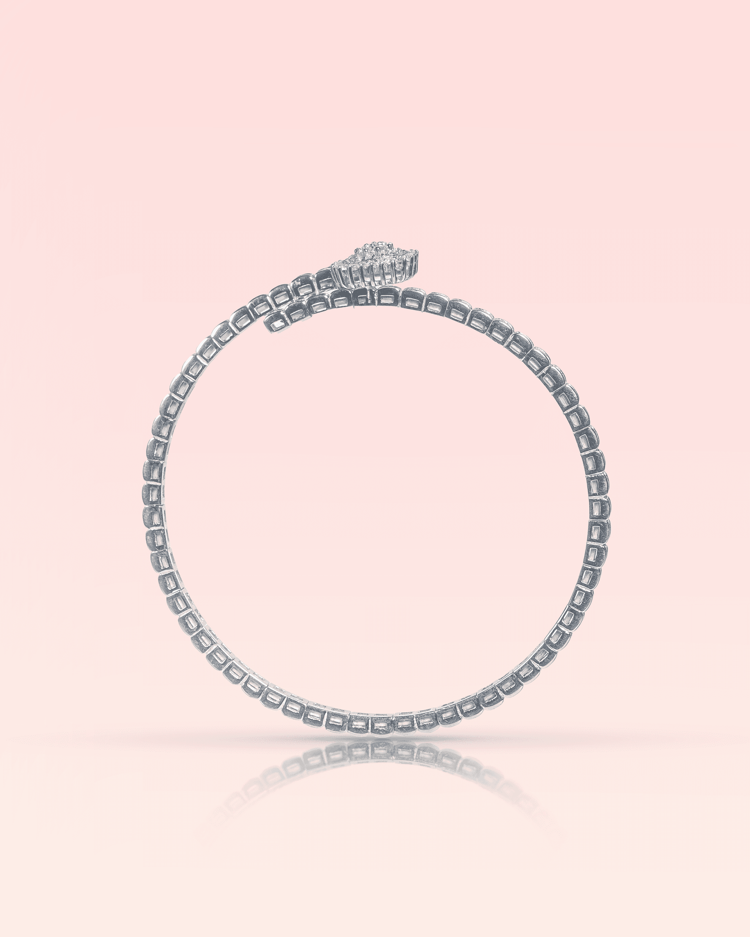 92.5 Sterling Silver CZ Cluster Bypass Bracelet | Diamond Look Wrap Cuff