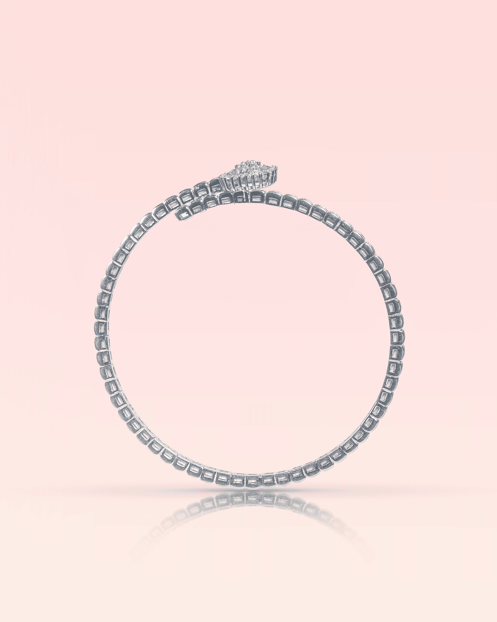 92.5 Sterling Silver CZ Cluster Bypass Bracelet | Diamond Look Wrap Cuff