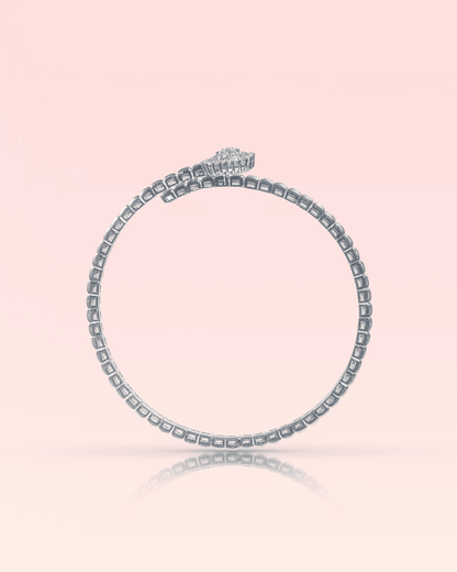 92.5 Sterling Silver CZ Cluster Bypass Bracelet | Diamond Look Wrap Cuff
