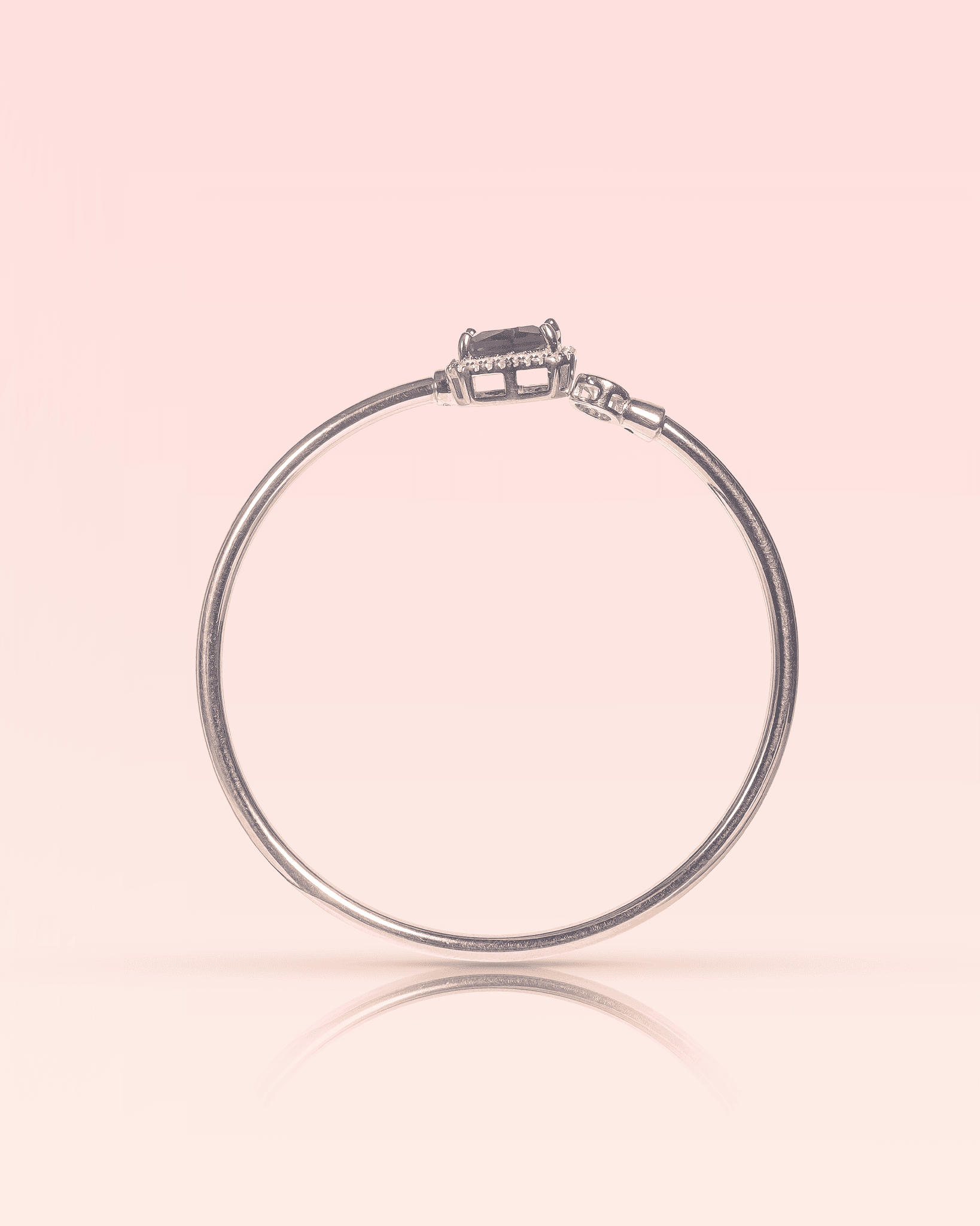 92.5 Sterling Silver Rose Gold Ruby Cuff | Emerald Cut CZ Bypass Bangle