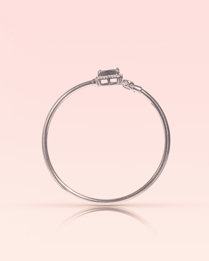 92.5 Sterling Silver Rose Gold Ruby Cuff | Emerald Cut CZ Bypass Bangle