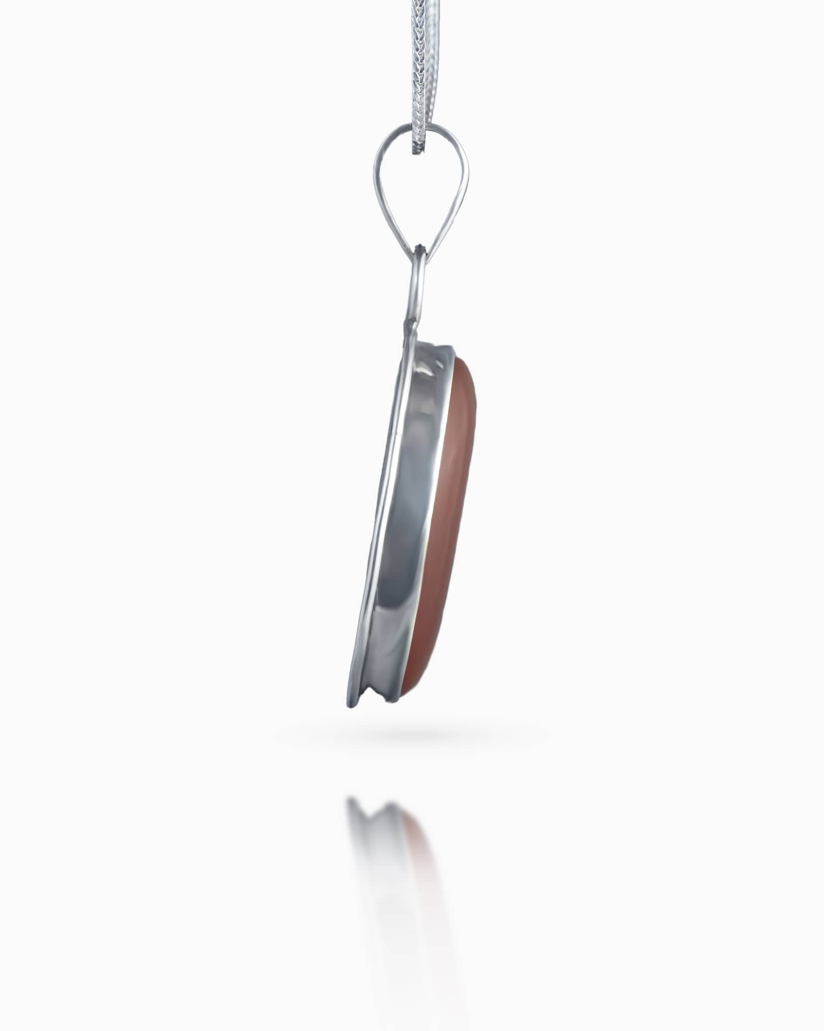 92.5 Sterling Silver Large Oval Red Cabochon Pendant | Minimalist Bezel (Chain Not Included)