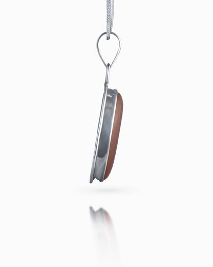 92.5 Sterling Silver Large Oval Red Cabochon Pendant | Minimalist Bezel (Chain Not Included)