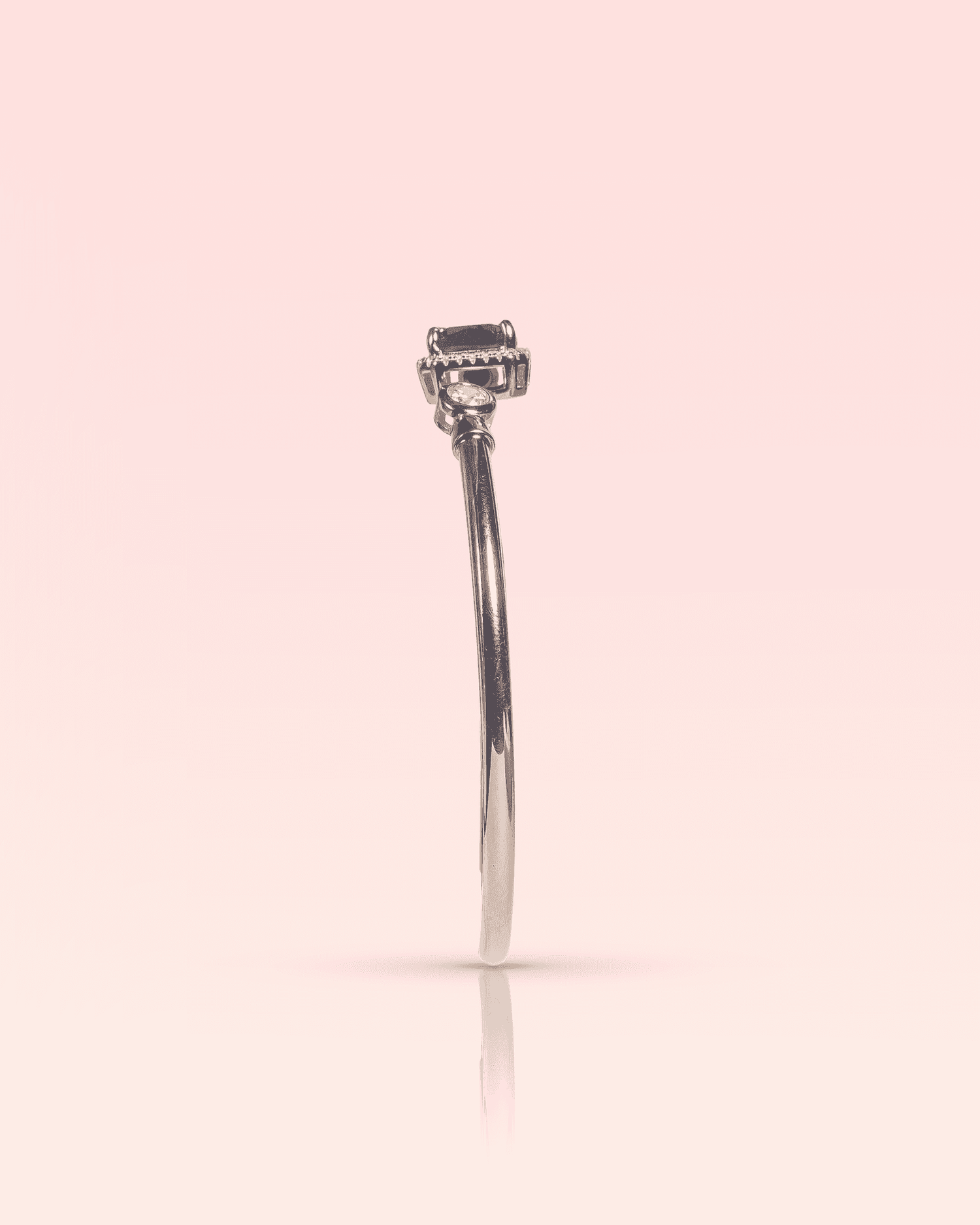 92.5 Sterling Silver Rose Gold Ruby Cuff | Emerald Cut CZ Bypass Bangle