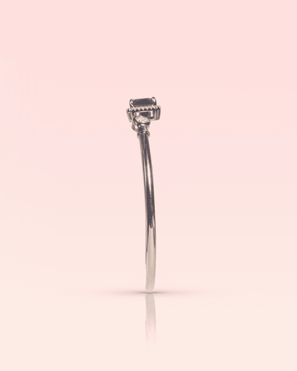92.5 Sterling Silver Rose Gold Ruby Cuff | Emerald Cut CZ Bypass Bangle