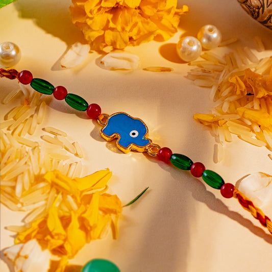 Hardik Jewels 92.5 Silver Rakhi Online - Elegant Elephant Design.